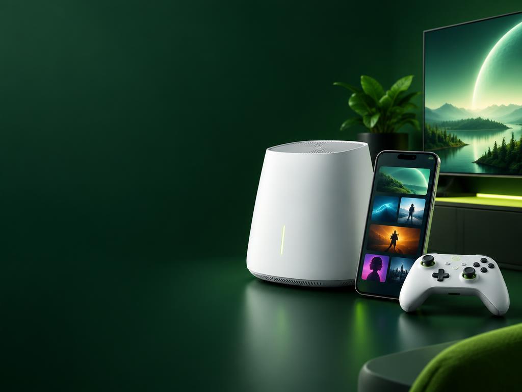 Roteador, smartphone, TV e controle conectados